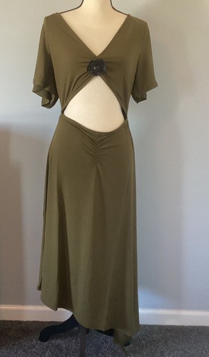 Abito midi asimmetrico verde
