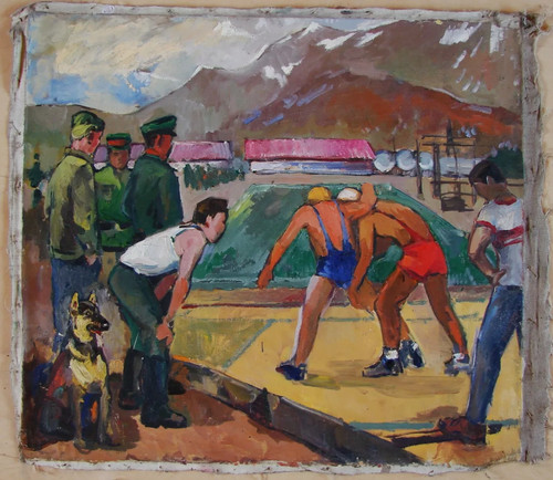 Dipinto olio sovietico ucraino