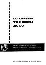 Colchester Triumph 2000 Lathe Use and Maintenance manual and Parts list PDF