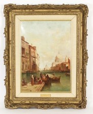 Antico dipinto olio Canal Grande Venezia Alfredo Pollentino XIX secolo
