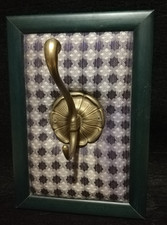 Antico Appendi Abiti Attaccapanni Porta Cappello in Legno e Ottone Vintage