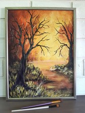 Paesaggio del tramonto dipinto