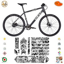 Kit adesivi strisce vinile telaio bici strada mtb black white sticker bomb strip