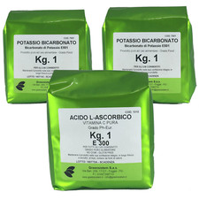 ASCORBATO DI POTASSIO KG. 3 (KG. 1 ACIDO ASCORBICO + KG. 2 POTASSIO BICARBONATO)