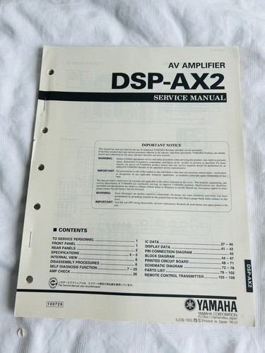Yamaha dsp ax2 manuale - dsp-ax2,