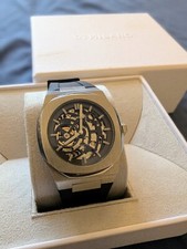 orologio automatico D1 Milano Skeleton cinturino in caucciù nero 41.5mm 