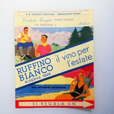 Raro catalogo depliant brochures pubblicitario Ruffino bianco riserva anno 1929