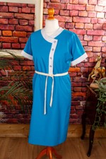 Abito Vintage Originale Anni '70 Turchese Asimmetrico Rockabella M