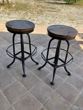 sgabelli girevoli vintage altezza massima 80 cm, sedile legno, struttura metallo