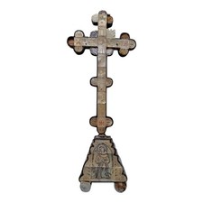 *HH* Antico Crocifisso Madreperla Croce Gesù Cristo Religioso Votivo Devozionale