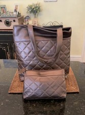 Borghese Bronze Shopper Tote with Clutch Case EUC