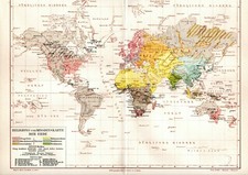 1889 = RELIGIONI NEL MONDO e Missioni = Antica Mappa = Old MAP