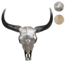 Teschio decorativo 45 cm HWC-T454, poliresina toro toro trofeo corno lungo, interno/esterno