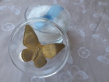 Barattolo toletta Vintage Farfalla Vetro con piumino perTalco bottoni caramelle 