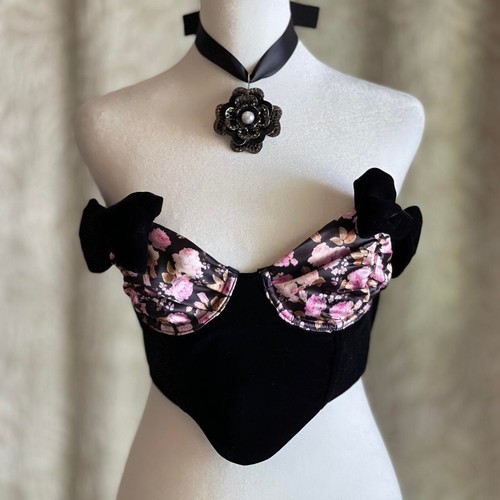 Top corsetto velluto raso