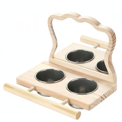 Trespolo legno con ciotole - con,