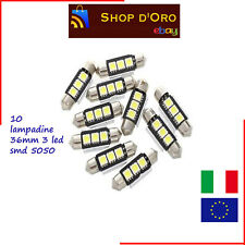 10 LAMPADINE SILURO 36mm 3 LED SMD 5050 NON DA ERRORE LUCI AUTO TARGA C5W