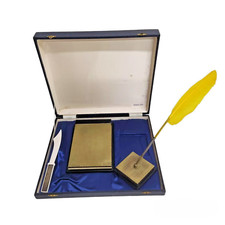 Argento 800 vintage antico Set scrivania  BLOCCO + PENNA + TAGIACARTA ITALICO