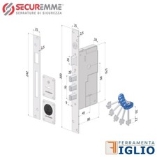 Serratura a Doppia Mappa Reversibile per Porte Blindate 3 Pistoni E.45 2 Mandate