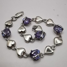 Bracciale vintage in argento sterling 925 ametista 7,8" gioielli fatti a mano...