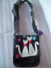 BORSA TASCAPANE PICCOLA  TRACOLLINA A SPALLA LANA COTTA GATTI ETNICO NEPAL