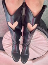 Stivali texani in Vera pelle Con Intaglio Cuore N 38 Made In Italy