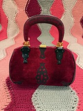 Autentica borsa a mano vintage anni 40 Roberta Di Camerino in velluto rosso Italia