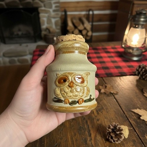 Vintage owl ceramic jar - vintage,