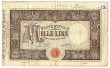 1000 LIRE FALSO D'EPOCA BARBETTI GRANDE M MATRICE LATERALE 23/05/1915 MB+