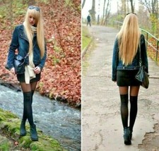 Collant Velato con Stampa Parigine a Effetto Calze Autoreggenti Coprenti Opache 