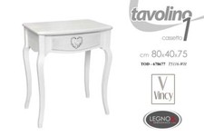 TAVOLO TAVOLINO SCRIVANIA CASSETTO CUORE SHABBY CHIC BIANCO VINCY 60*40*H72CM