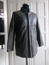 Giacca uomo S / 44 IT vera pelle collo alto Cappotto corto imbottito cachi