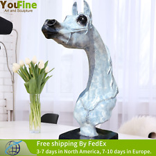 Scultura bronzo testa di cavallo arabo 15" dipinto a mano busto di cavallo statua decorazione artistica