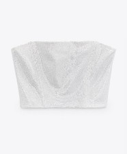 Zara top senza spalline strass - top,