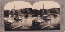 STEREOVIEW - Boston Mass - Sul lago nel giardino pubblico (C.H.Graves)