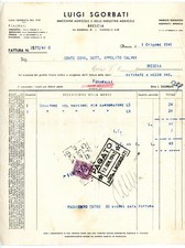 1941 BRESCIA Macchine agricole Luigi SGORBATI Fattura per dosatore carburatore