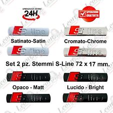 n. 2 pz. Stemmi S-line laterale mm 72x17 per Audi logo fregio emblema badge auto