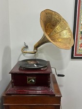 Grammofono HMV perfettamente funzionante fonografo, giradischi win-up