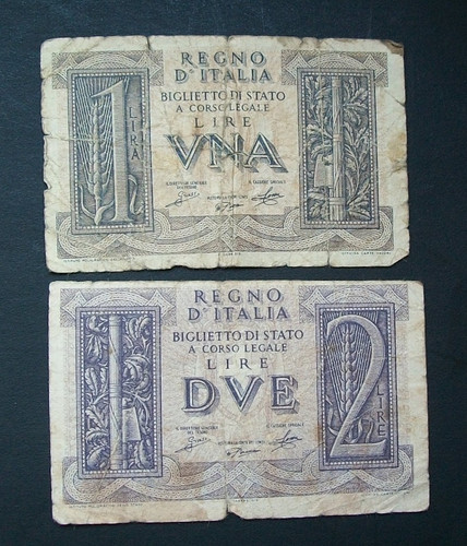 Coppia banconote 1 lira - da,