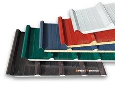 Pannelli coibentati grecati a 5 greche per coperture,vari colori