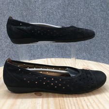 Gabor Shoes Womens 7 UK Hovercraft Cutout Ballet Flats Black Suede Slip On
