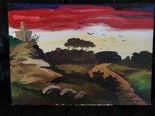 Romano Mussolini Olio Su Tela 50x70 Paesaggio 