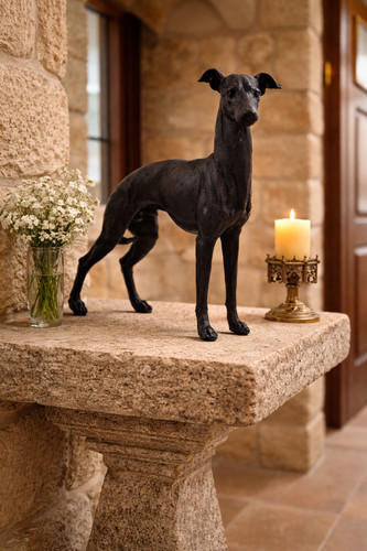 Cold cast bronze whippet - cold,