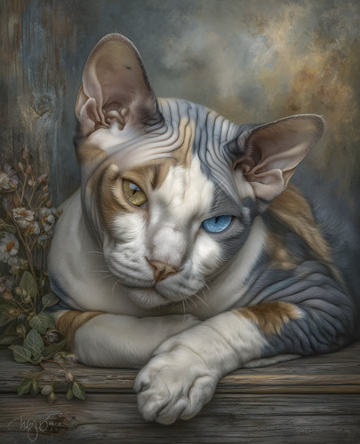 Gatto 8x10 con occhi azzurri