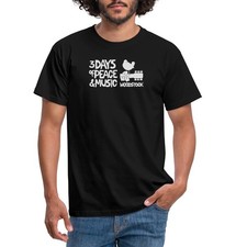 T-shirt uomo Woodstock logo bianco 3 giorni di pace e musica