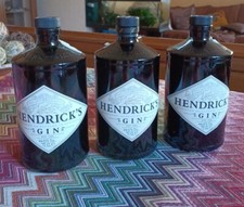 LOTTO SET 3 BOTTIGLIE VUOTE GIN HENDRICK'S DA 0,70 L VETRO BRICO DIY LAMPADA 