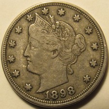 1898 LIBERTY V-NICKEL, XF ~