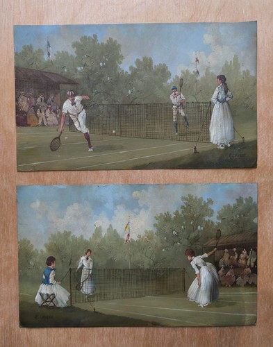 Coppia dipinti olio rame - su, a