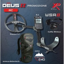 XP DEUS 2 R.C. METAL DETECTOR PIASTRA 11"(28 cm)+CUFFIA WSA2 +ZAINO BACKPACK 240