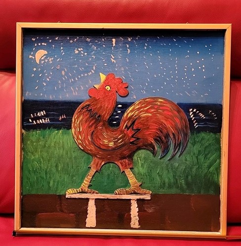 Quadro con gallo rilievo - gallo, in
